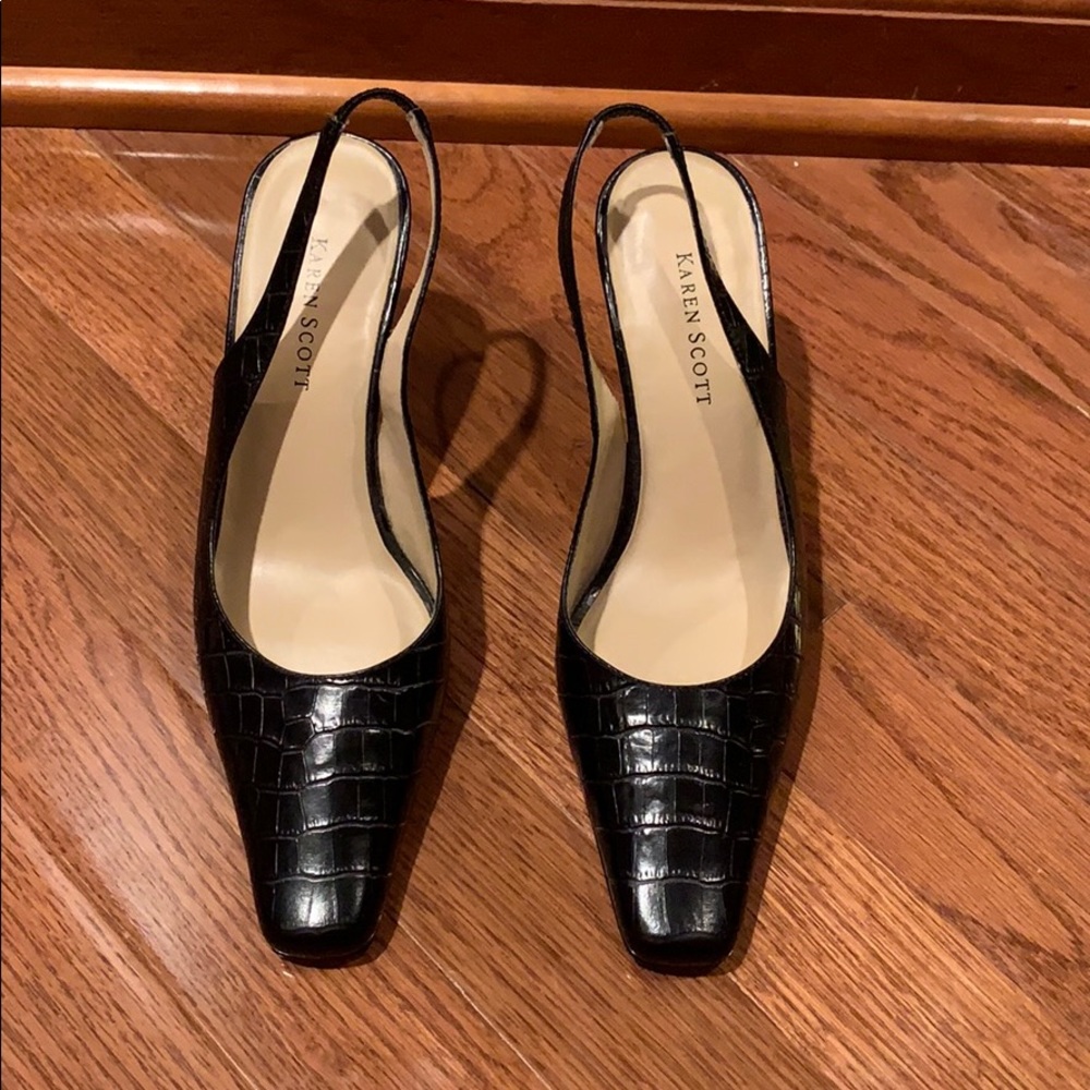 Karen Scott black snakeskin slingback pump heels 6 - Picture 2 of 7
